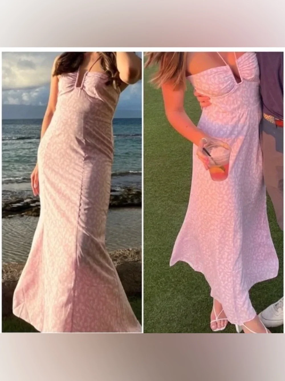 Abercrombie & Fitch Bloggers Favorite Pink Floral Cinched Halter Maxi Dress